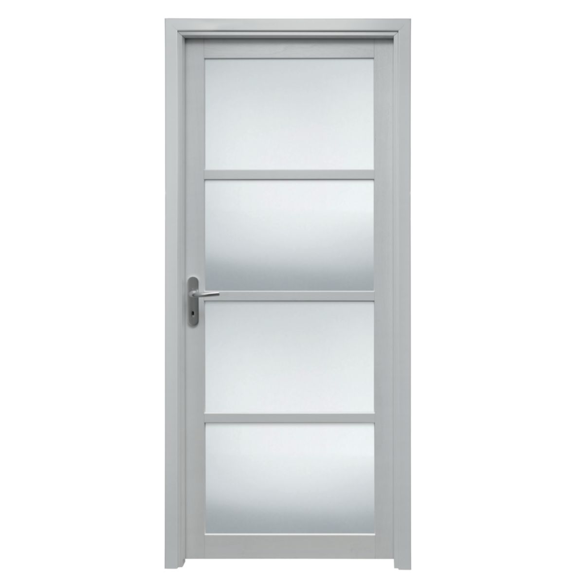 Bloc Porte Vitré Bois Exotique Prépeint Blanc Jazz Huisserie Bois Exotique H92 Poussant Droit 204x73 Cm