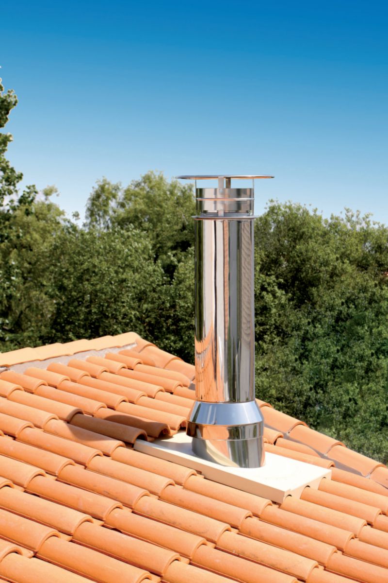 Sortie de toit Inox inox STI 30S 230 DOM non peint pente 20 à 40 conduit diamètre 230 mm H