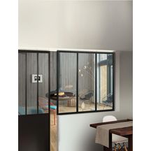 Verrière atelier aluminium - 3 partitions - vitrage feuilleté 33/2 - noir 9005 sablé - 1150x1200 mm