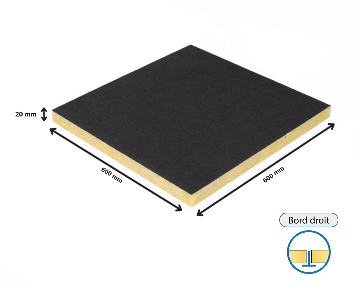 Dalle plafond couleur Color-All bords droits A nouveau voile 600x600x20mm charcoal
