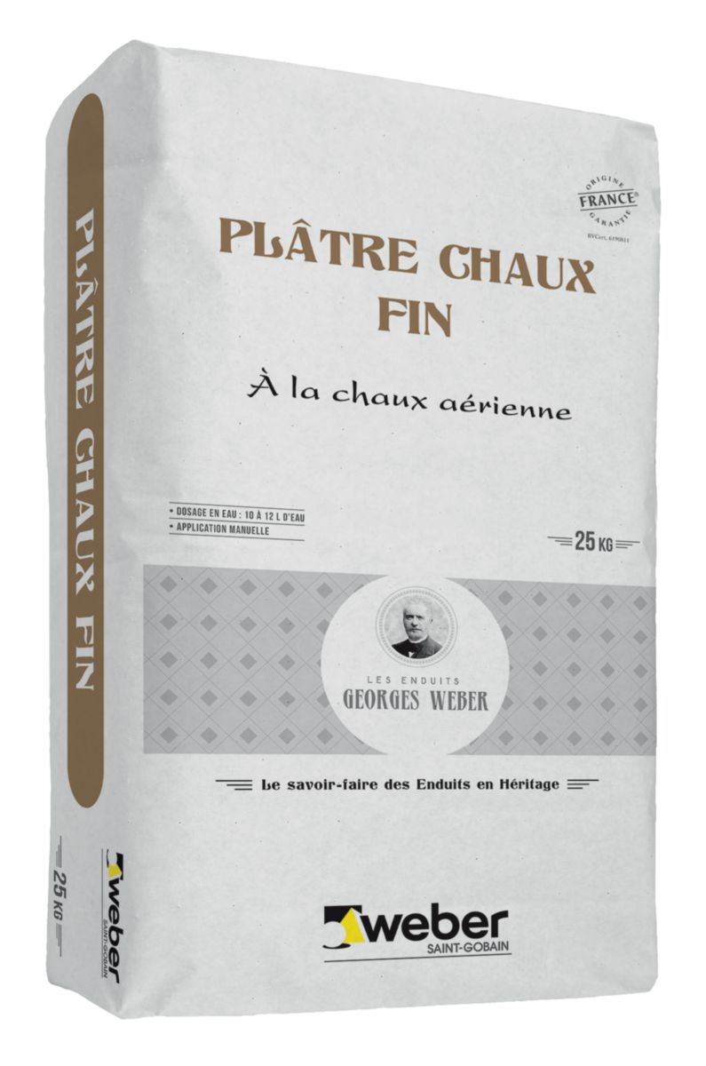 Mortier traditionnel Platre Chaux Fin teinte 000 sac de 25 kg WEBER
