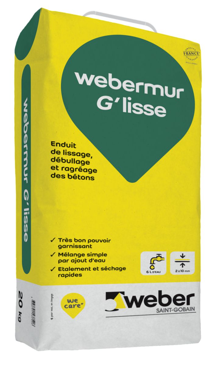 Enduit de lissage béton webermur G'lisse sac de 20 kg