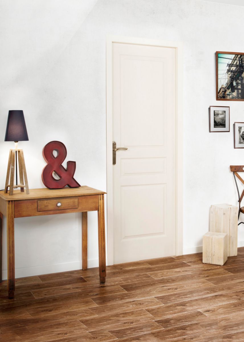 Bloc-porte CLERMONT postformé alvéolaire prépeint 204x83cm droit P à recouvrement - huisserie de 88 résineux avec joint - serrure clé L axe à 50mm - emballé