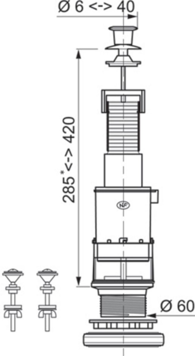 Mécanisme seul Altech ECO à tirette rapide bouton blanc sans