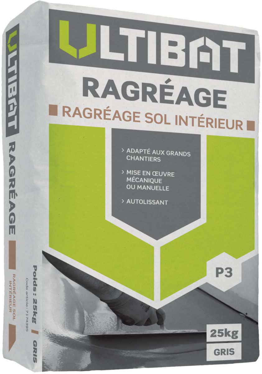 Mortier de ragréage intérieur autolissant P3 sac de 25 kg ULTIBAT