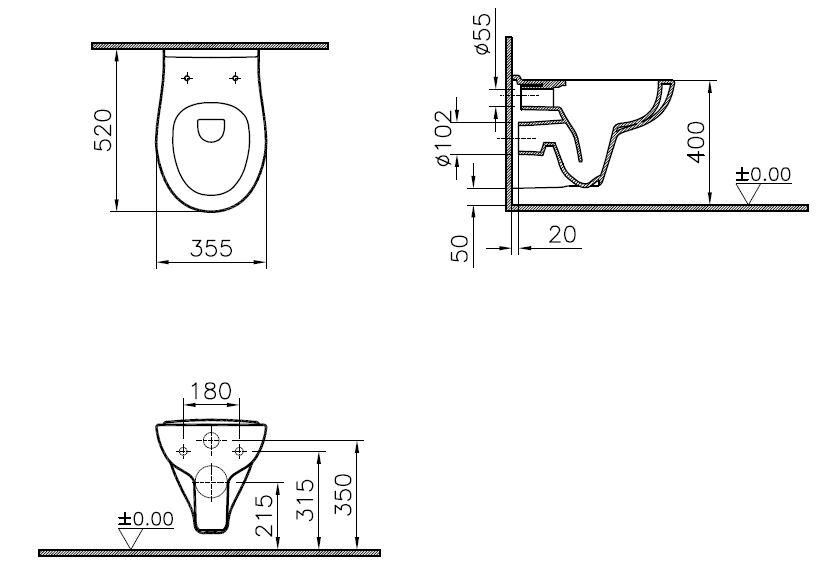 Pack WC suspendu Alterna Verseau sans bride avec abattant frein de chute