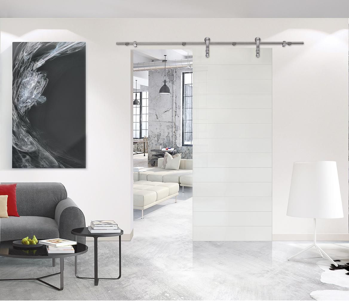 Porte verre dépoli blanc ciselé hauteur 204 largeur 93 cm épaisseur 8 mm loft SIFISA