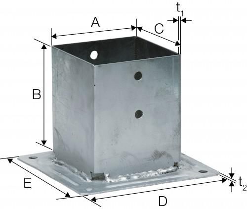Pied de poteau de jardin à boulonner noir 71x71 mm 150 mm