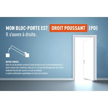 Bloc-porte CLERMONT postformé alvéolaire prépeint 204x83cm droit P à recouvrement - huisserie de 88 résineux avec joint - serrure clé L axe à 50mm - emballé