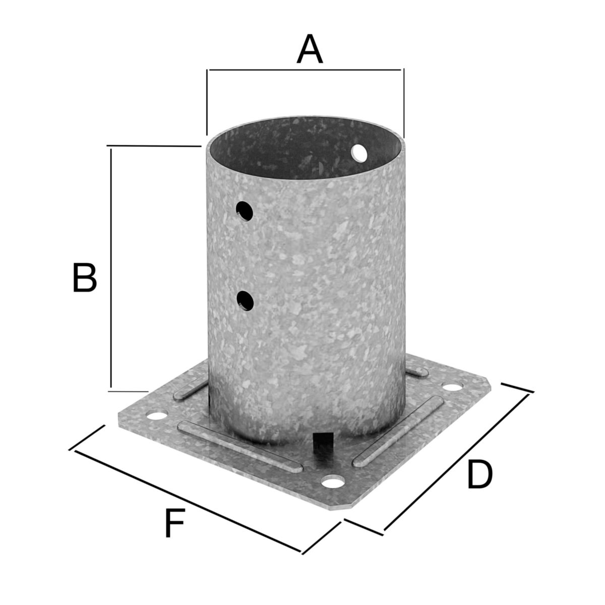 Pied de poteau rond boulonner PPJRB acier galvanis 120 mm