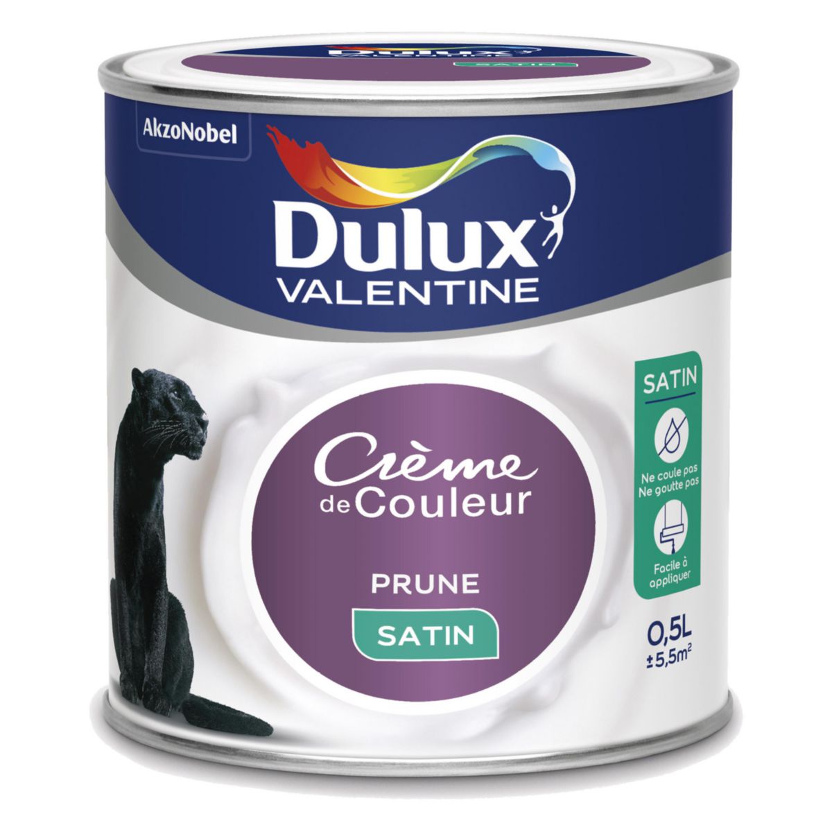 Peinture crème de couleurs monocouche satin prune 0,5 L