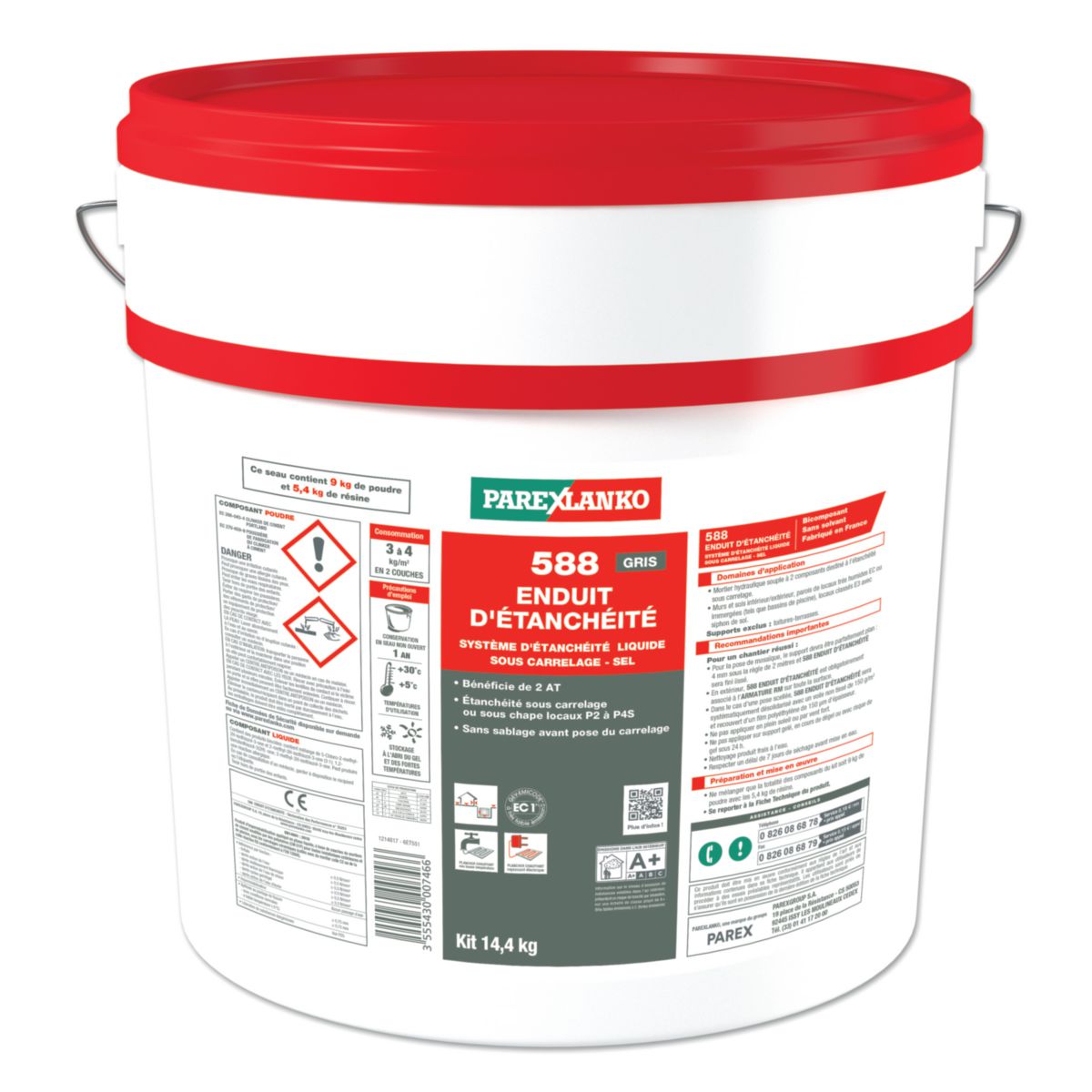 Enduit d'étanchéité liquide sous carrelage 588 - seau de 14,4 kg