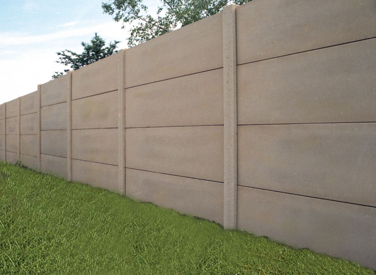 Poteau de clôture pleine n°5 2 rainures béton gris 12x12 cm H. 2,5 m ROUSSEAU CLOTURES