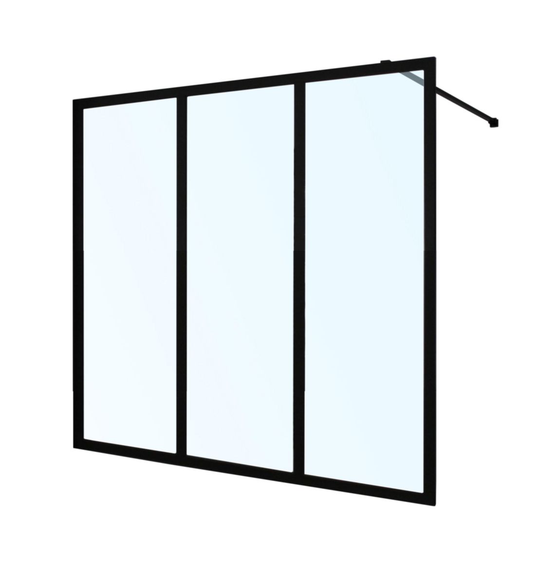 Paroi de douche Alterna Walk verrière sur muret style industriel profilé noir mat 100 cm ALTERNA