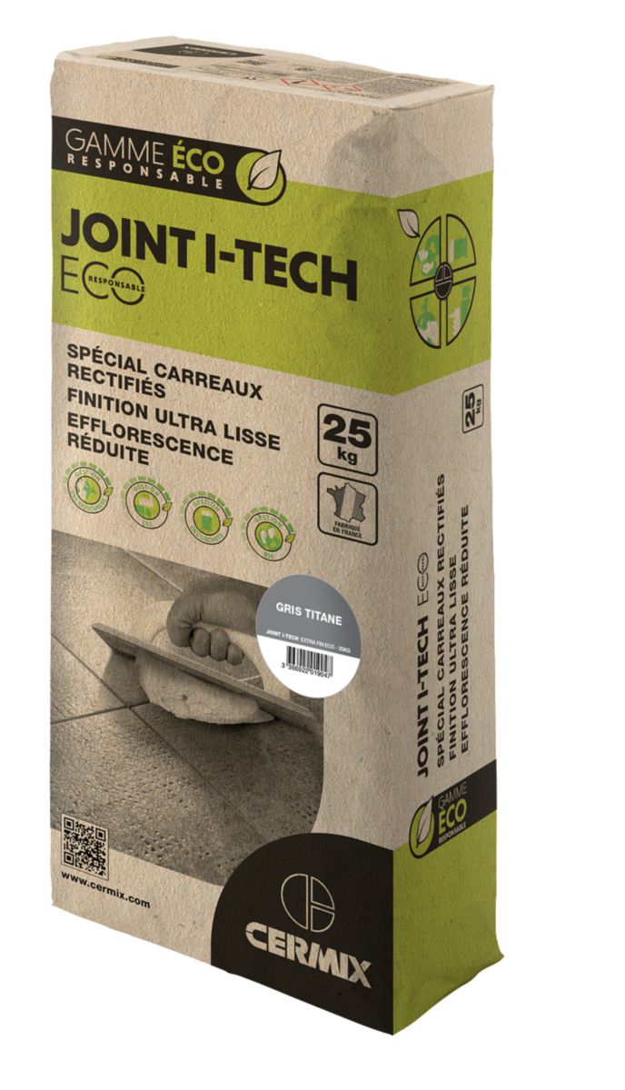 Joint de carrelage extrafin ITech Eco ton blanc nickel sac de 25 kg CERMIX