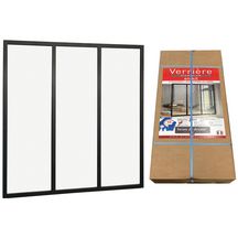 Verrière atelier aluminium - 3 partitions - vitrage feuilleté 33/2 - noir 9005 sablé - 1150x1200 mm