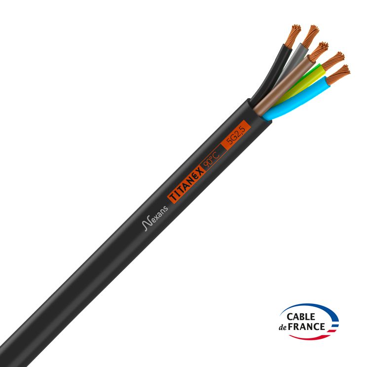 Câble souple H07RNF 5G2,5 Titanex couronne de 50 m NEXANS
