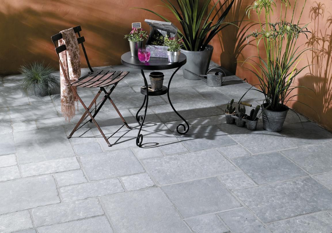 Dalle sol extérieur calcaire Himalaya - grey - opus romain 4 formats
