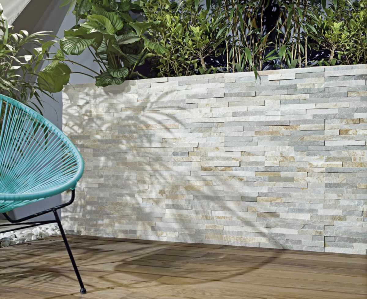 Parement mural intérieur/extérieur Indy - quartzite gris/beige - 15x60