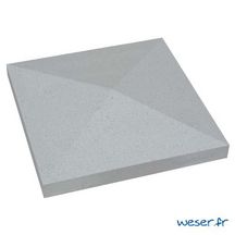 Chapeau de pilier pointe de diamant - gris - pierre brute taillée et granuleuse - 40x40x4/8 cm